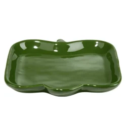 Assiette de présentation porcelaine forme poivron vert 15x15cm