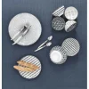 Assiette à dessert blanche motif ligne de croix noir Ø19cm < Gifi Sale