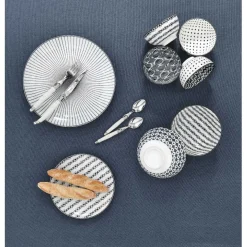 Assiette à dessert blanche motif ligne de croix noir Ø19cm < Gifi Sale