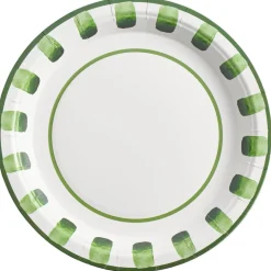 Assiette à dessert carton x8 blanc contour motif vert Ø18cm < Gifi Online