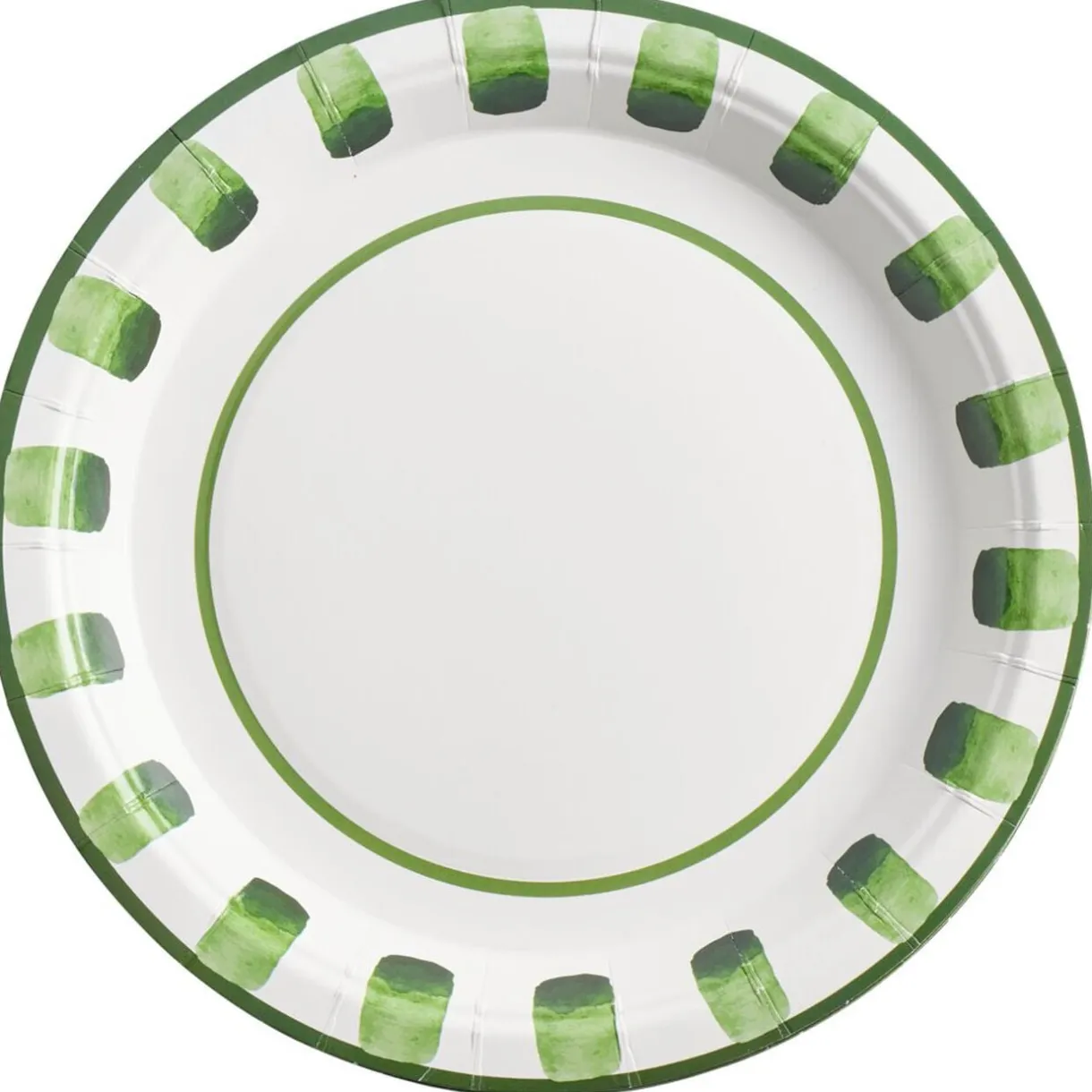 Assiette à dessert carton x8 blanc contour motif vert Ø18cm < Gifi Online