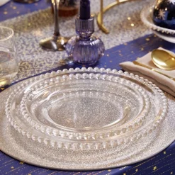 Assiette à dessert céramique transparente bord perle Ø20cm < Gifi Outlet