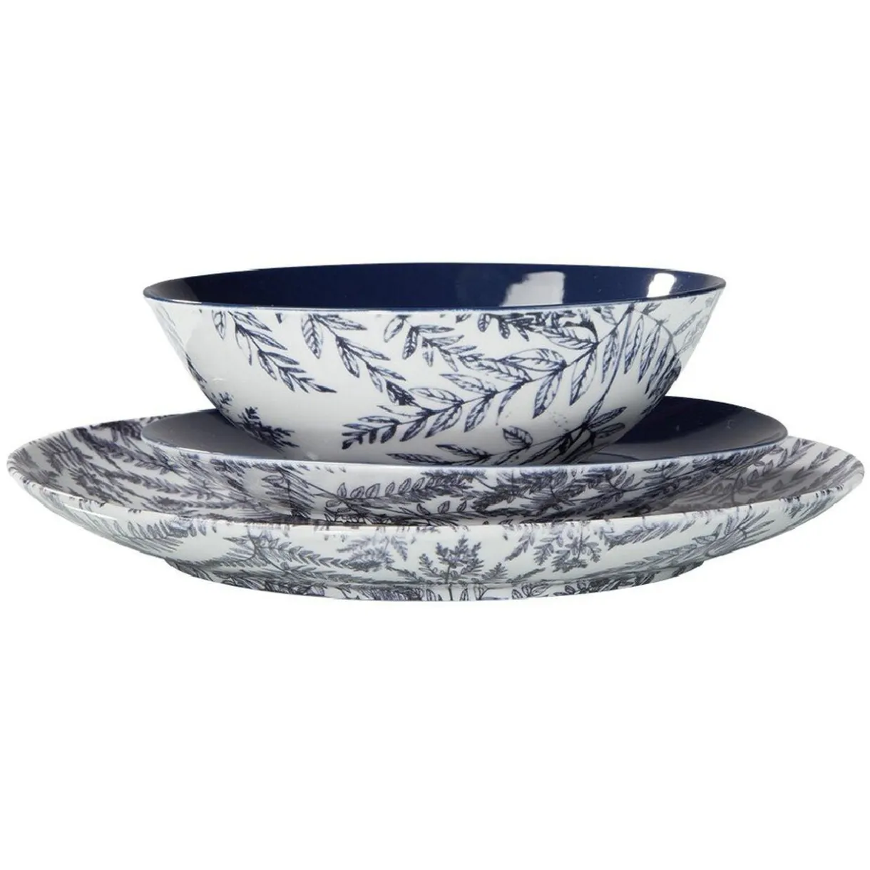 Assiette à dessert décor feuillage bleu et blanc Ø20cm < Gifi Outlet