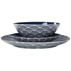Assiette à dessert décor vague japonaise bleu et blanc Ø20cm < Gifi Best