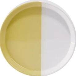 Assiette à dessert faïence blanc et beige Ø19cm