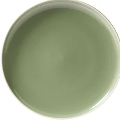 Assiette à dessert faïence vert bord liseré crème Ø20cm