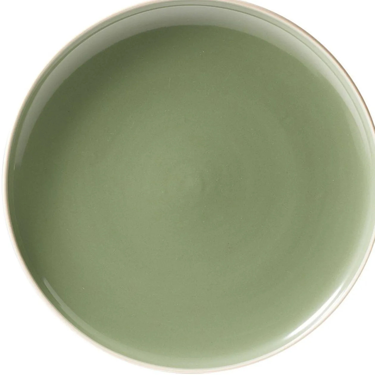Assiette à dessert faïence vert bord liseré crème Ø20cm
