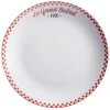 Assiette à dessert "Le grand bistrot" bord damier rouge blanc Ø19cm