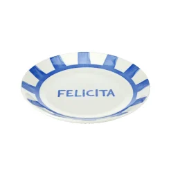Assiette à dessert porcelaine "Felicita" blanc bleu Ø20cm < Gifi Sale