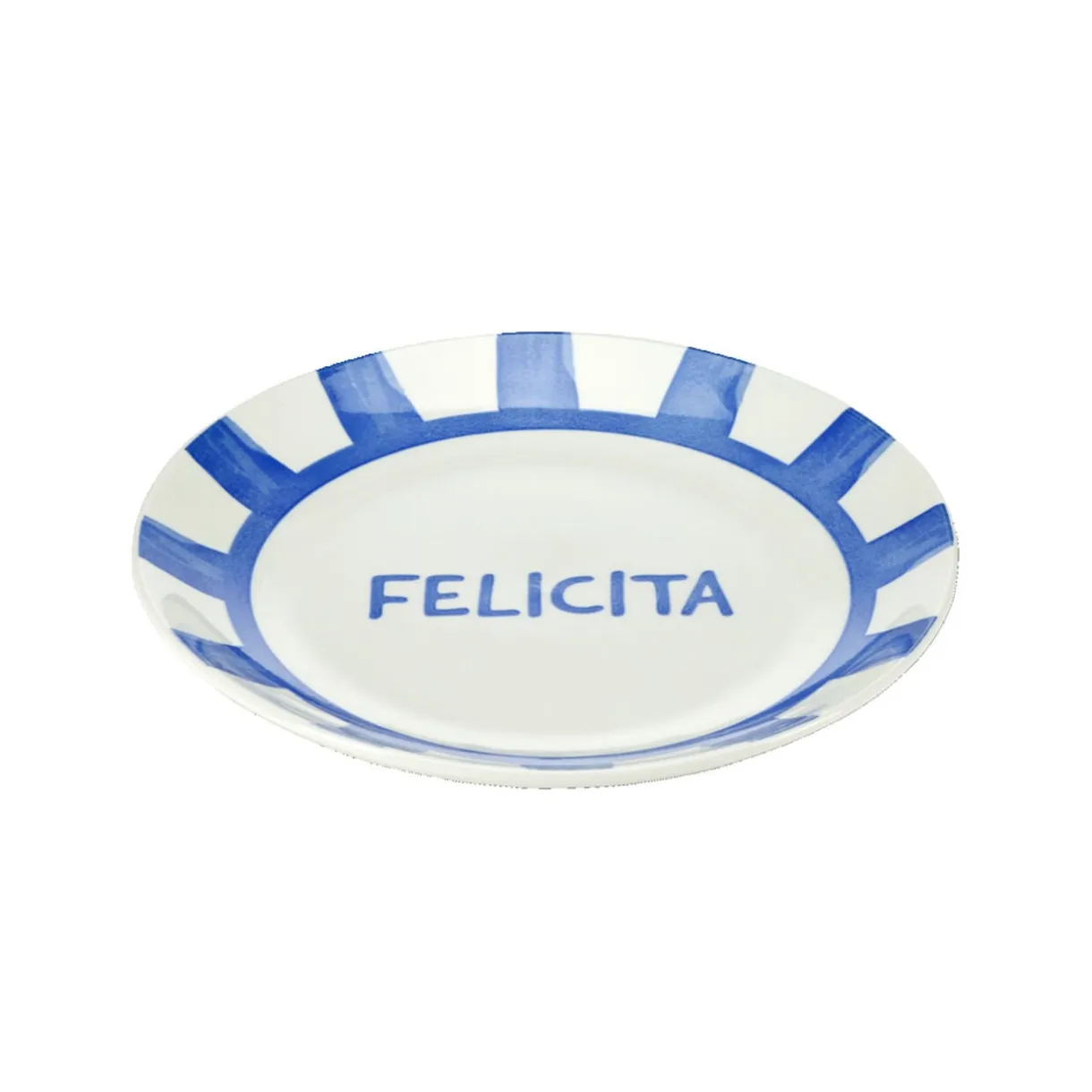 Assiette à dessert porcelaine "Felicita" blanc bleu Ø20cm < Gifi Sale