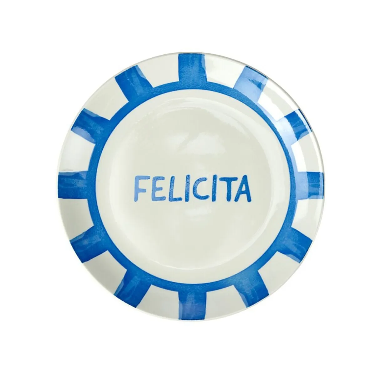 Assiette à dessert porcelaine "Felicita" blanc bleu Ø20cm < Gifi Sale