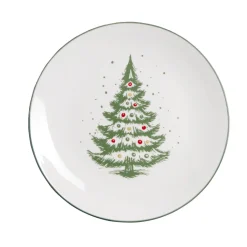 Assiette à dessert porcelaine blanche motif sapin de Noël Ø19cm