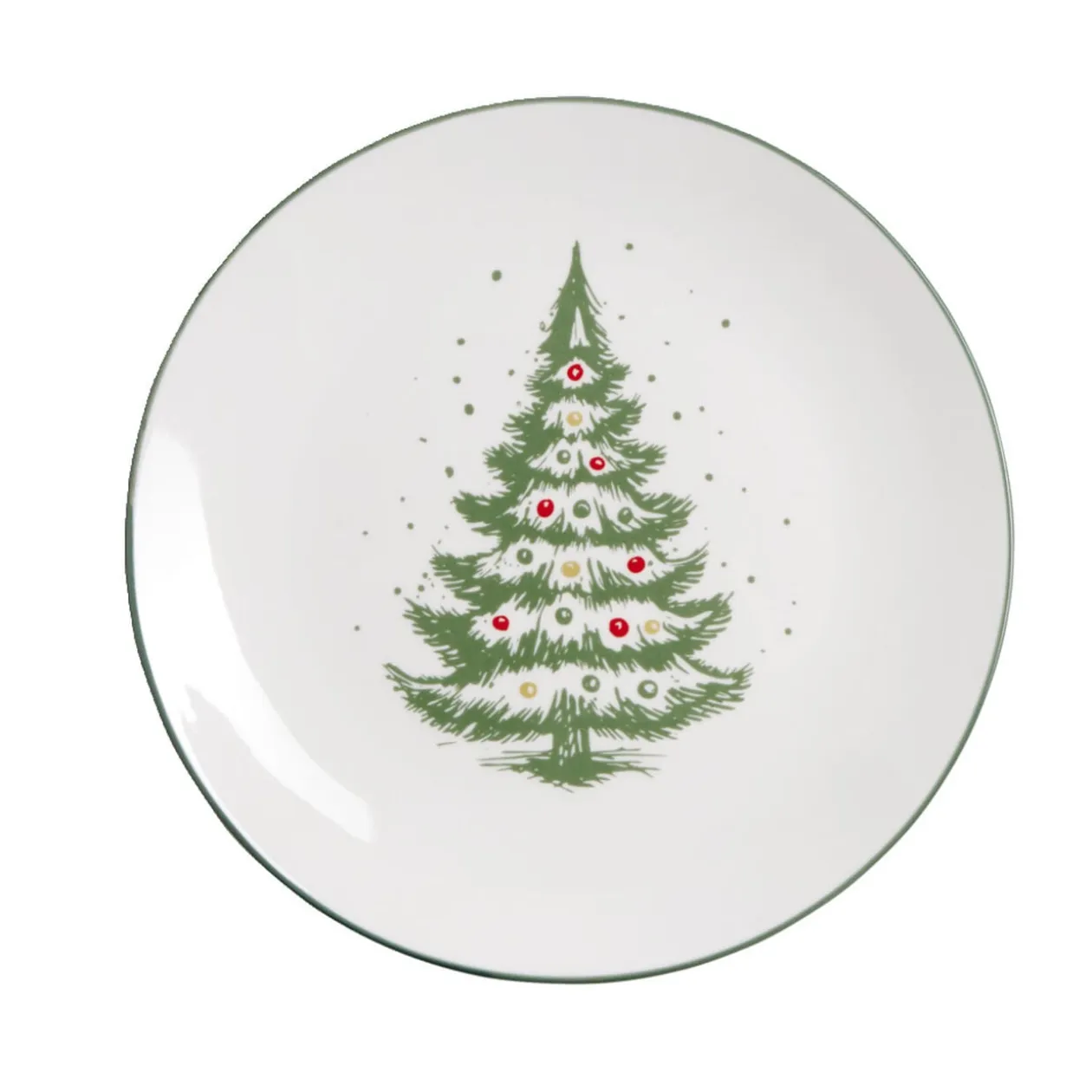Assiette à dessert porcelaine blanche motif sapin de Noël Ø19cm