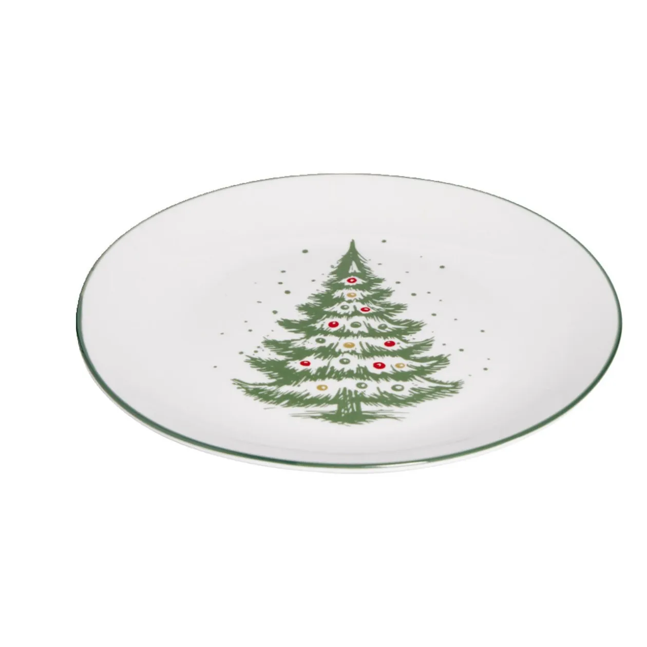Assiette à dessert porcelaine blanche motif sapin de Noël Ø19cm