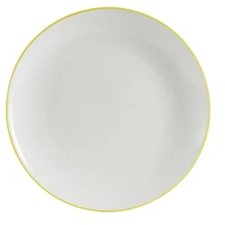 Assiette dessert porcelaine blanc liseré jaune Ø20cm < Gifi Outlet