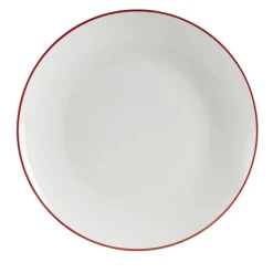 Assiette dessert porcelaine blanc liseré rouge Ø20cm < Gifi