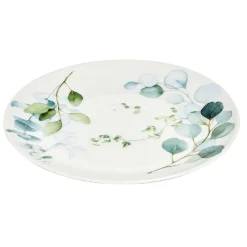 Assiette à dessert porcelaine blanche feuillage vert Ø19cm < Gifi Outlet