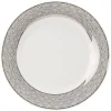 Assiette à dessert porcelaine blanche bord motif argenté Ø19cm