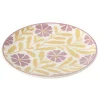 Assiette à dessert ronde Berthie céramique motif végétal vert et blanc Ø19,5cm