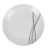 Assiette à dessert ronde blanche lignes gris noir Ø19cm