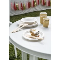 Assiette à dessert ronde en canne à sucre x12