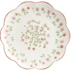Assiette à dessert ronde Feston porcelaine blanche motif floral rose Ø22cm