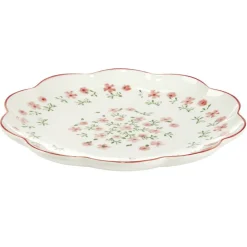 Assiette à dessert ronde Feston porcelaine blanche motif floral rose Ø22cm