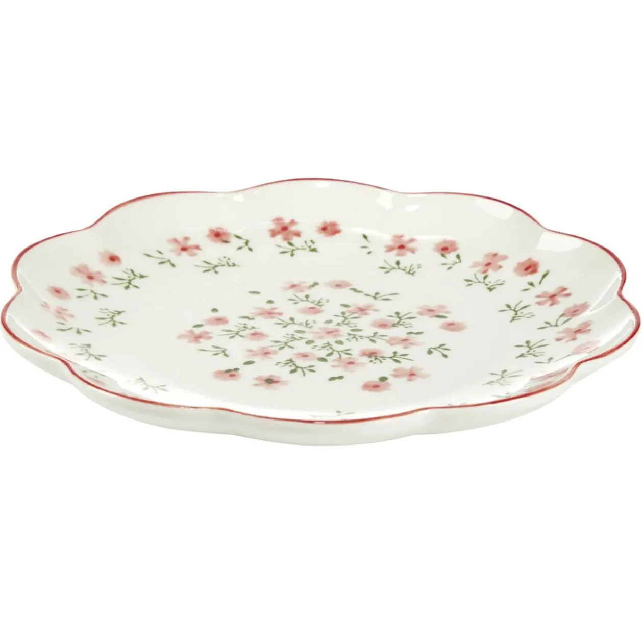 Assiette à dessert ronde Feston porcelaine blanche motif floral rose Ø22cm