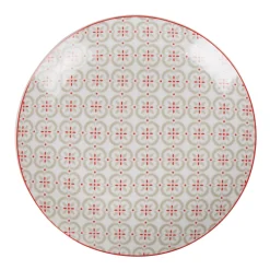 Assiette à dessert ronde motif carreau de ciment rouge gris Ø19cm < Gifi Sale