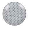 Assiette à dessert ronde motif géométrique blanc et bleu Ø19cm