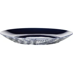 Assiette à dessert ronde motif feuillage bleu et blanc Ø20.5cm