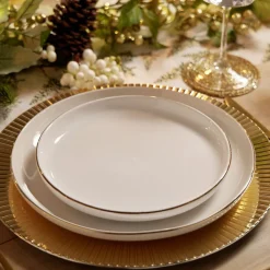 Assiette à dessert ronde Oslo blanche bord doré Ø19cm