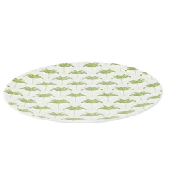 Assiette à dessert ronde plastique motif palmier blanc et vert Ø20cm