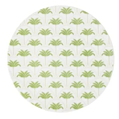 Assiette à dessert ronde plastique motif palmier blanc et vert Ø20cm