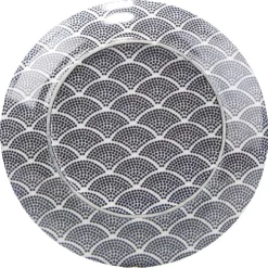 Assiette à dessert ronde vague japonaise bleue et blanche Ø20.5cm < Gifi Sale