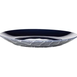 Assiette à dessert ronde vague japonaise bleue et blanche Ø20.5cm < Gifi Sale