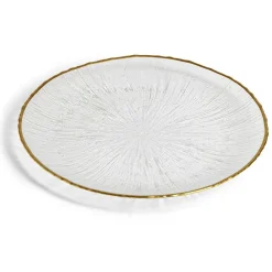 Assiette dessert ronde verre transparent rebord doré Ø21cm