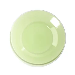 Assiette à dessert ronde verre vert bord blanc Ø20cm < Gifi Discount