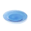 Assiette à dessert ronde verre bleu bord blanc Ø20cm