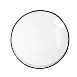 Assiette à dessert ronde verre transparent bord noir Ø20cm