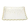 Assiette en papier X8 pcs carré bord festonné imprimé étoile 23X23XH1,5 cm blanc et doré