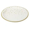 Assiette en papier X8 pcs imprimé étoile Ø23XH1,5 cm blanc et doré