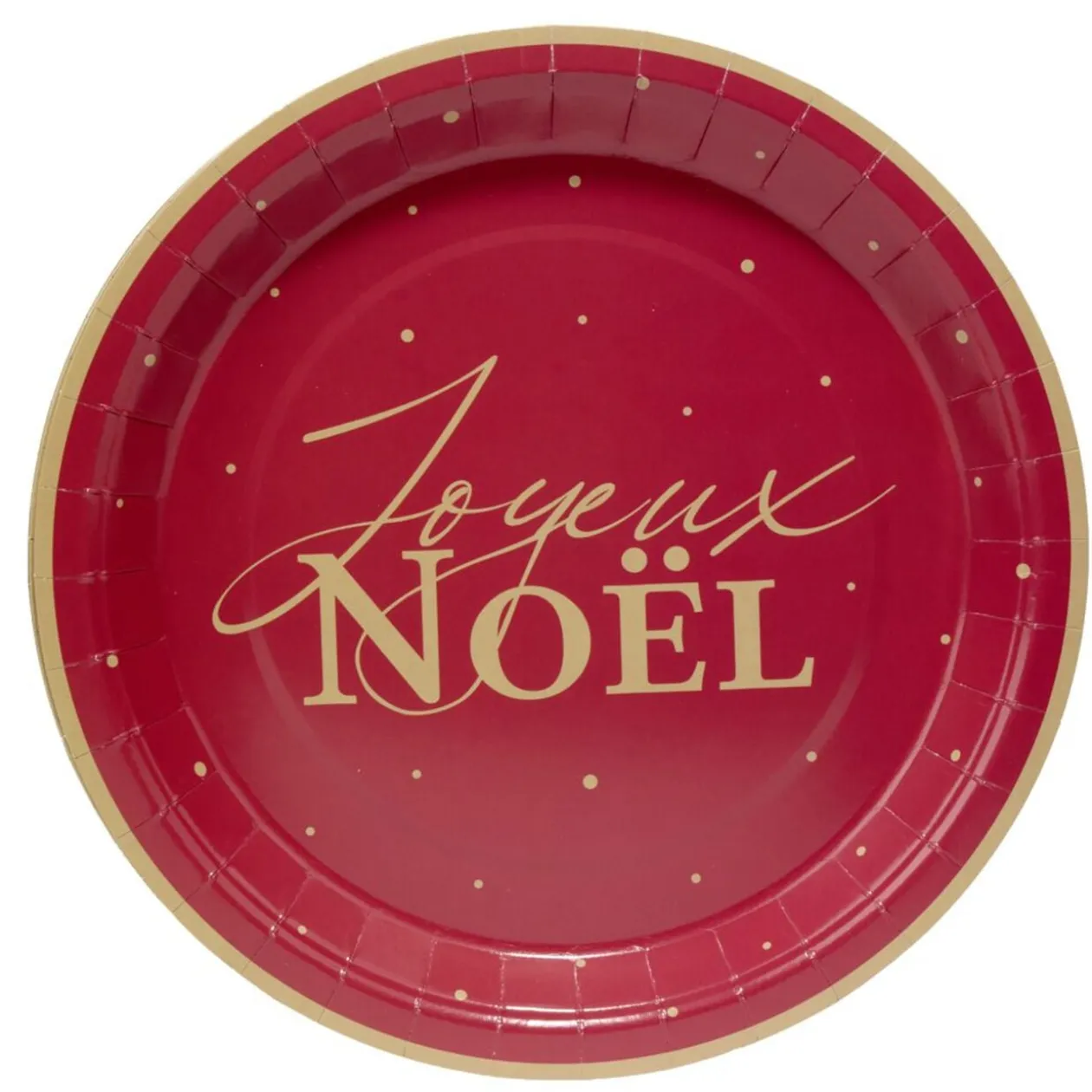 Assiette papier X8 imprimé Joyeux Noël Ø23 cm rouge