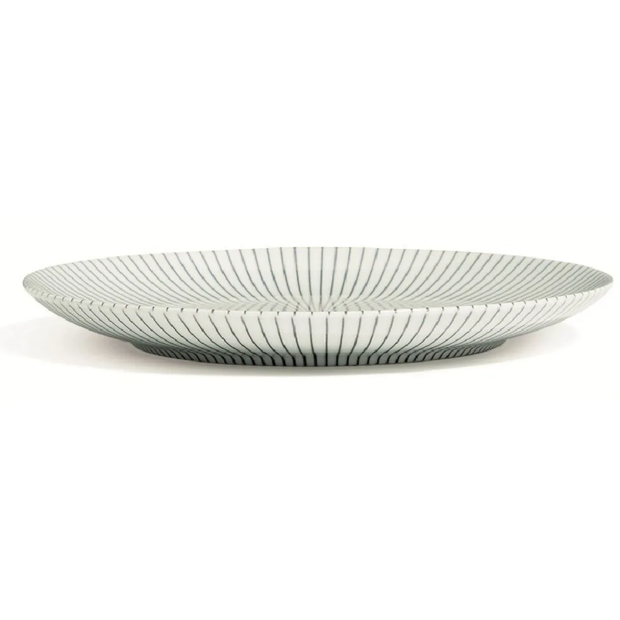 Assiette plate blanche décor rayon noir Ø26.5cm