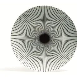 Assiette plate blanche décor rayon noir Ø26.5cm