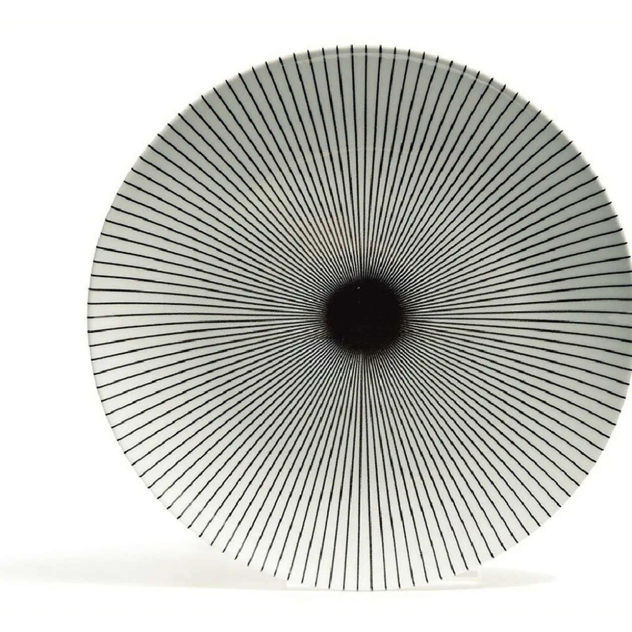 Assiette plate blanche décor rayon noir Ø26.5cm