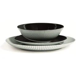 Assiette plate blanche décor rayon noir Ø26.5cm