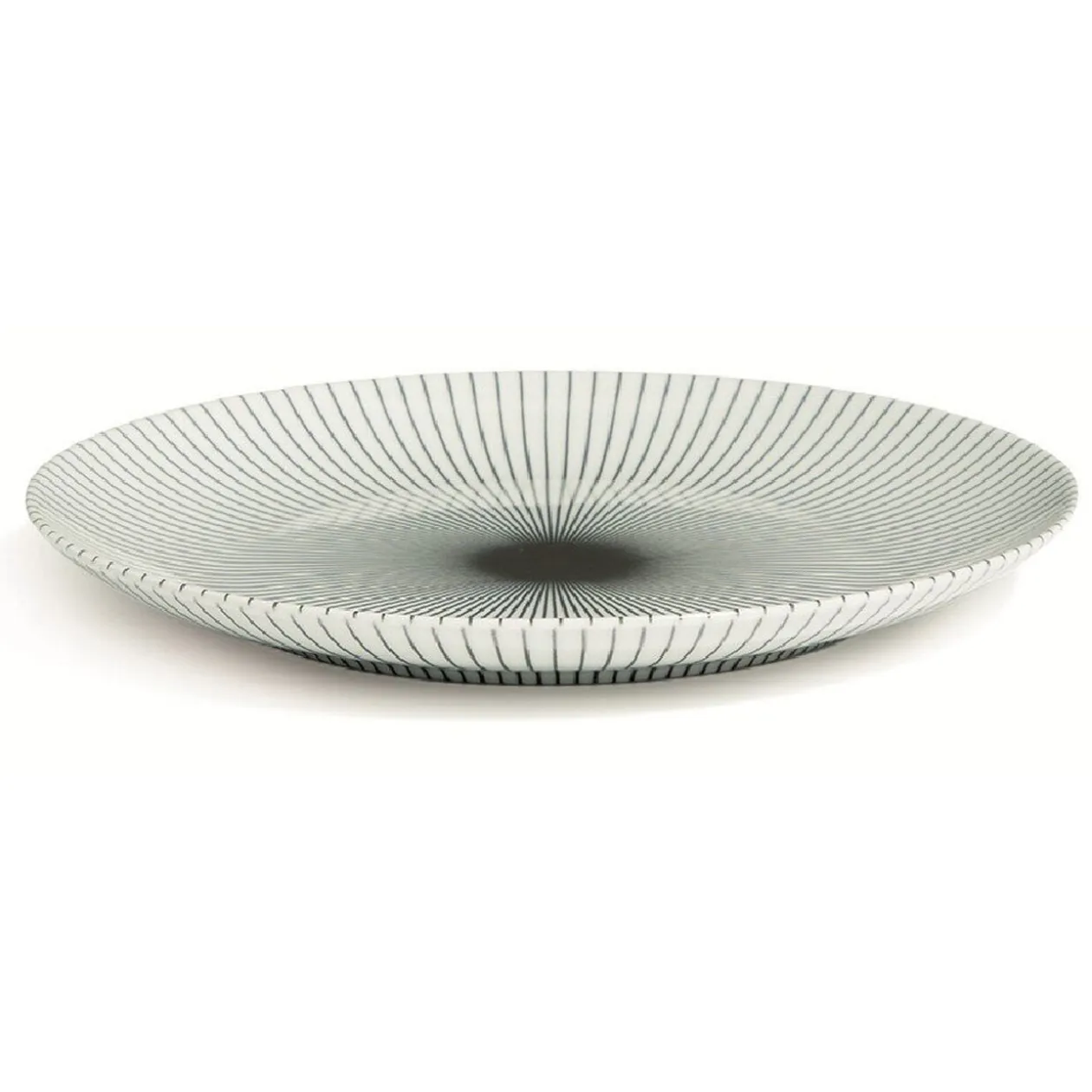 Assiette plate blanche décor rayon noir Ø26.5cm