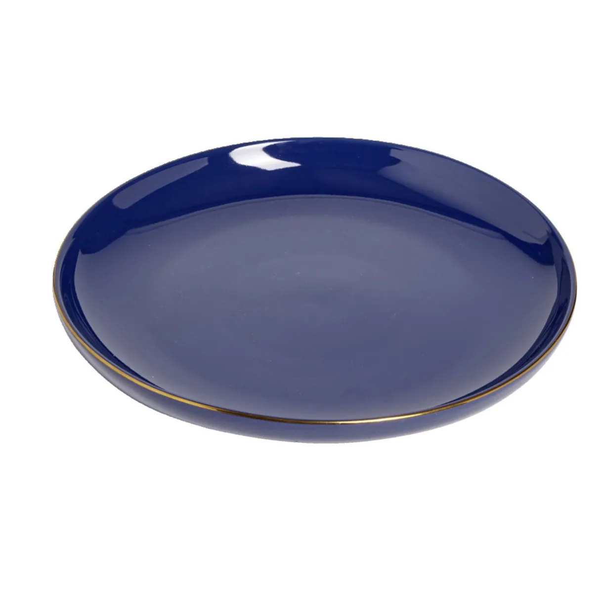 Assiette plate bleue bordure dorée Ø27cm < Gifi