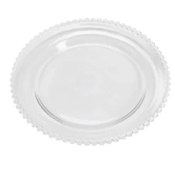 Assiette plate céramique transparente bord perle Ø26,5cm
